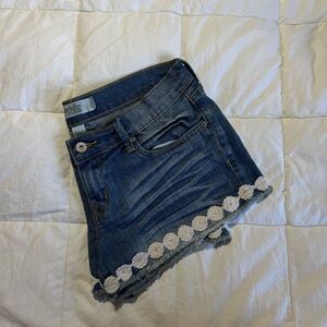 Charlotte Russe Lace Trim Denim Shorts